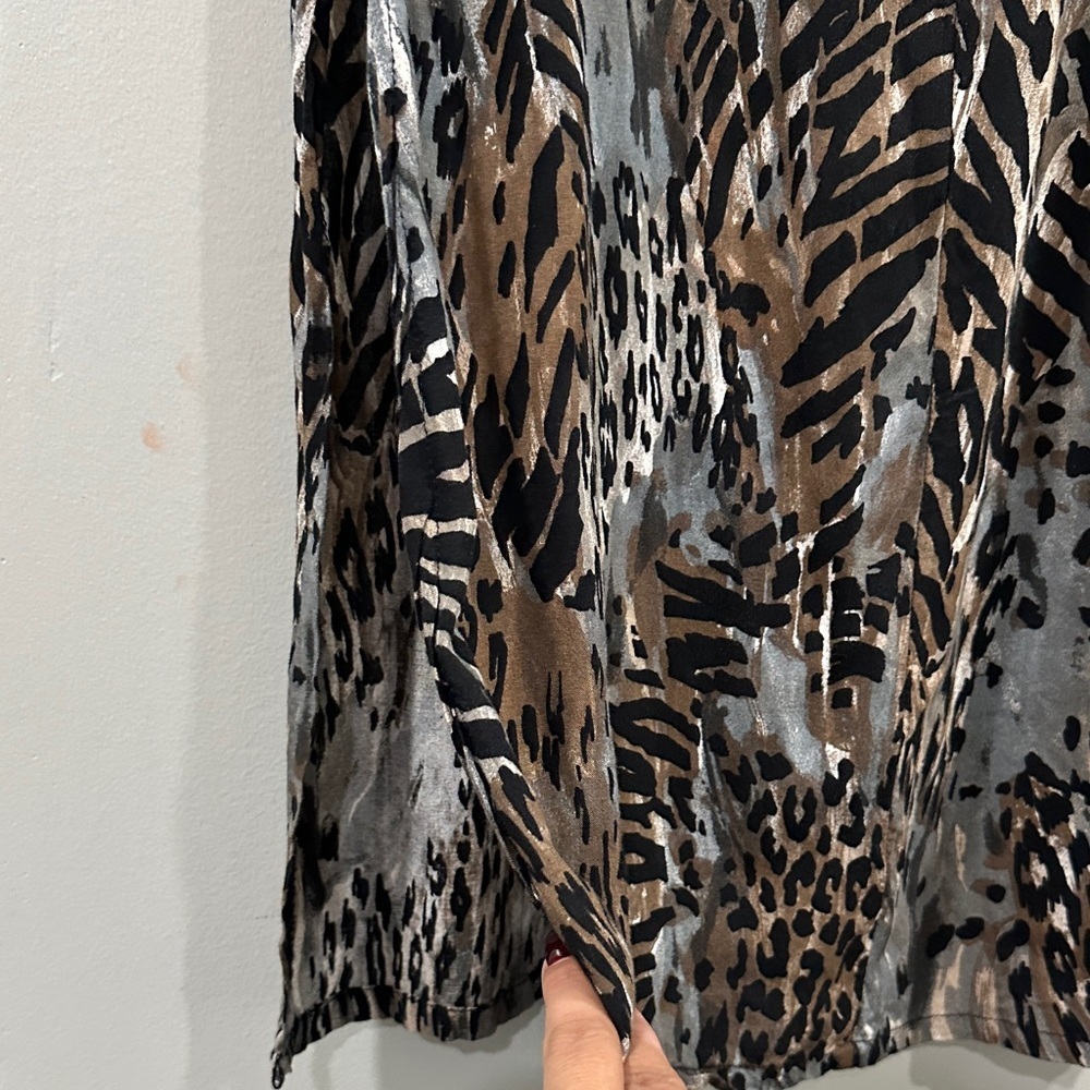 Connected Apparel Animal Print Maxi Dress - Black, Brown, Gray size 6 - Picture 5 of 9